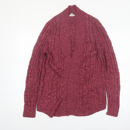 L.L. Bean Women's Burgundy Cable-Knit Cotton Cardigan Size S