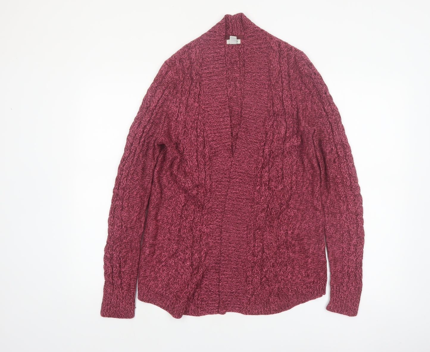 L.L. Bean Women's Burgundy Cable-Knit Cotton Cardigan Size S