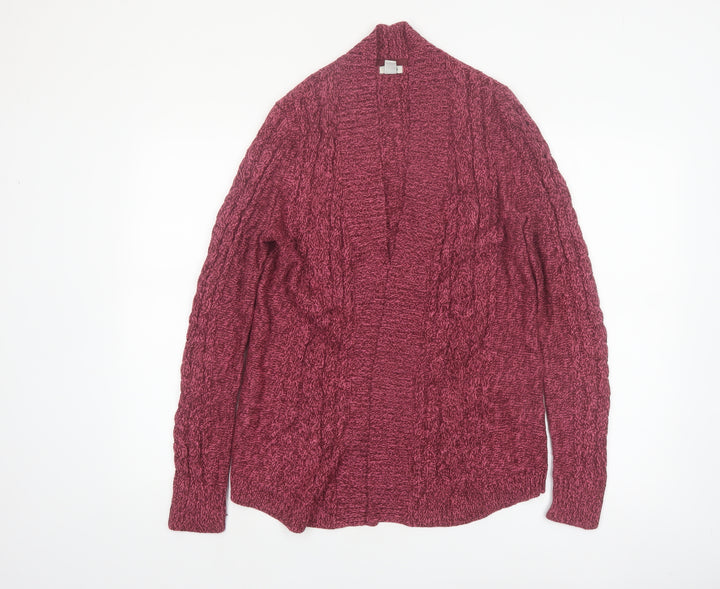 L.L. Bean Women's Burgundy Cable-Knit Cotton Cardigan Size S