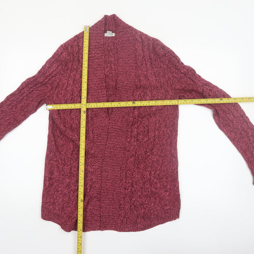 L.L. Bean Women's Burgundy Cable-Knit Cotton Cardigan Size S