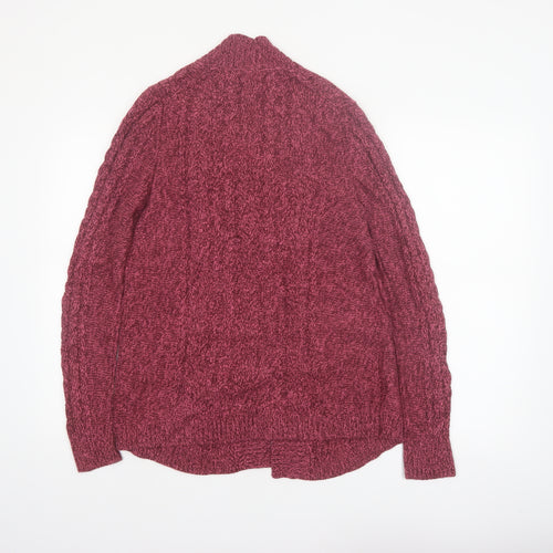 L.L. Bean Women's Burgundy Cable-Knit Cotton Cardigan Size S