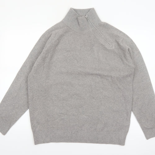 Marks and Spencer Women’s Grey High Neck Zip Pullover Jumper M