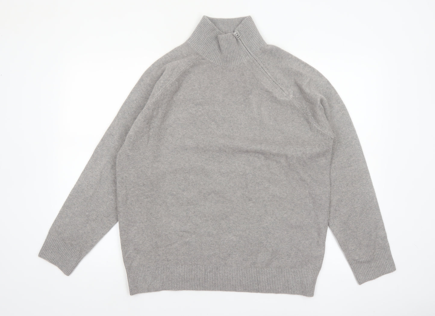 Marks and Spencer Women’s Grey High Neck Zip Pullover Jumper M