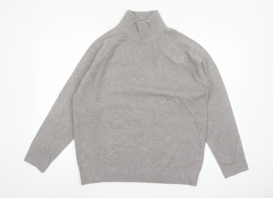 Marks and Spencer Women’s Grey High Neck Zip Pullover Jumper M