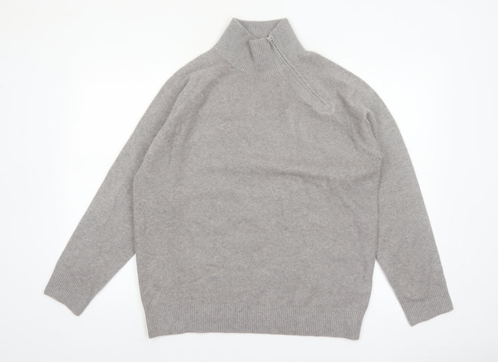 Marks and Spencer Women’s Grey High Neck Zip Pullover Jumper M