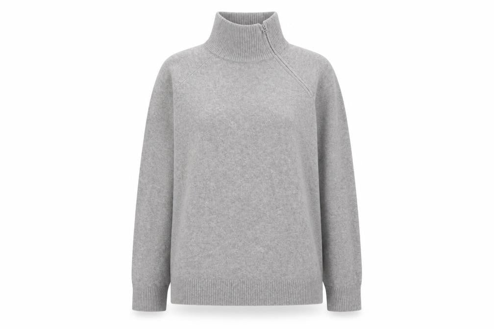 Front view of Marks & Spencer Women’s Grey High Neck Zip jumper M