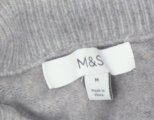 Marks and Spencer Women’s Grey High Neck Zip Pullover Jumper M