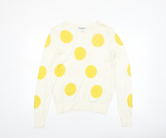 Essentiel Antwerp Women's Ivory Yellow Polka Dot Jumper M