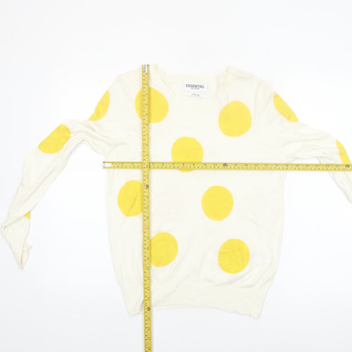 Essentiel Antwerp Women's Ivory Yellow Polka Dot Jumper M