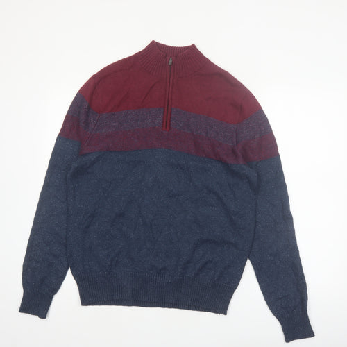 Urban Pipeline Mens Multicoloured 1/4 Zip High Neck Jumper Size L