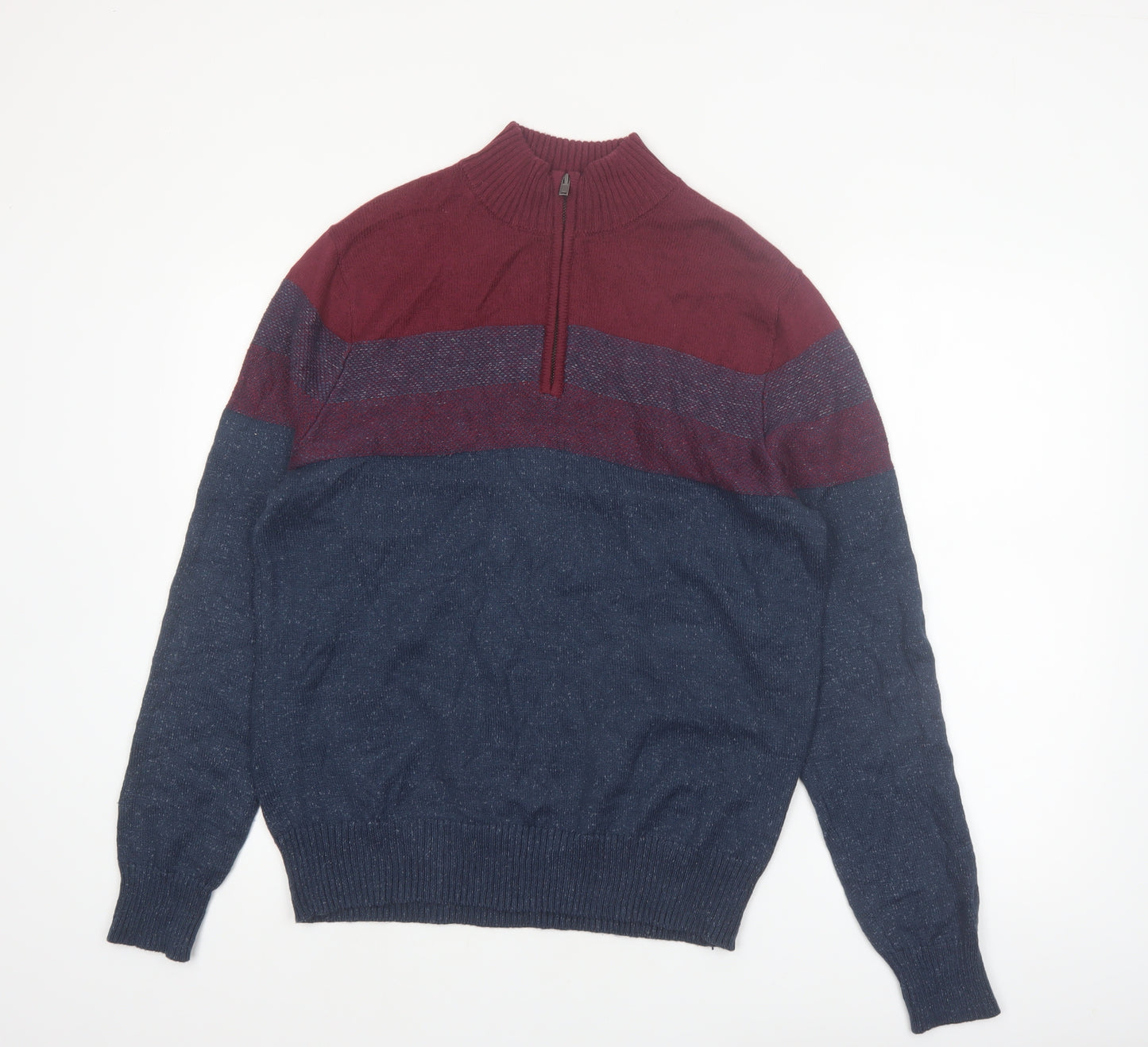 Urban Pipeline Mens Multicoloured 1/4 Zip High Neck Jumper Size L