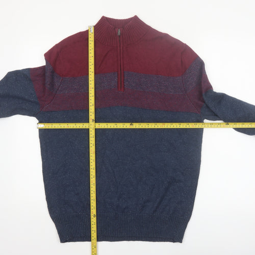 Urban Pipeline Mens Multicoloured 1/4 Zip High Neck Jumper Size L