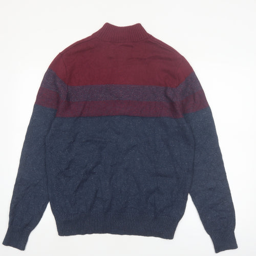 Urban Pipeline Mens Multicoloured 1/4 Zip High Neck Jumper Size L