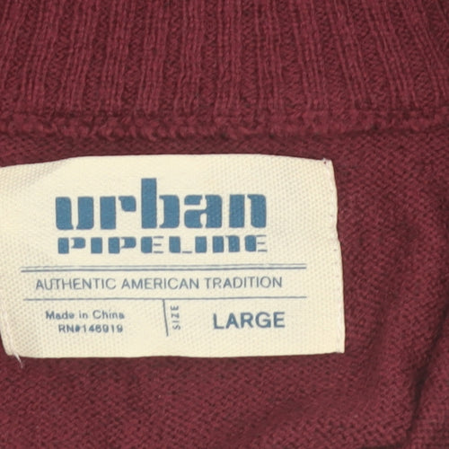 Urban Pipeline Mens Multicoloured 1/4 Zip High Neck Jumper Size L