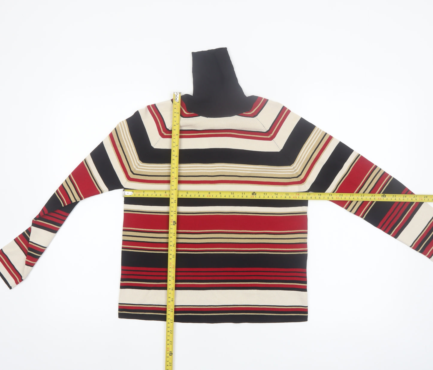 Jessica Women's Multicoloured Stripe Roll Neck Pullover Jumper Size S