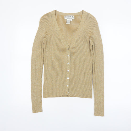 Joseph A. Womens Beige L Slim V-Neck Button Cardigan