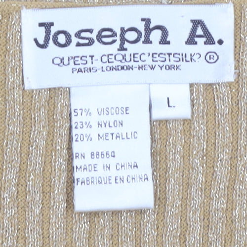 Joseph A. Womens Beige L Slim V-Neck Button Cardigan