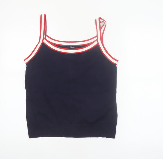 CHAPS Womens Blue Tank Top Size M Cotton Blend Scoop Neck