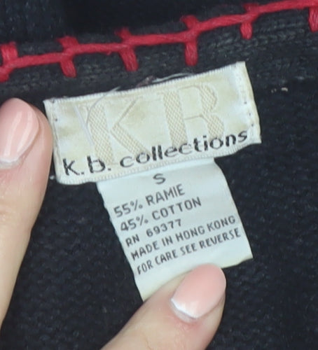 K.B. Collections Womens Black Christmas Floral Cardigan Size S