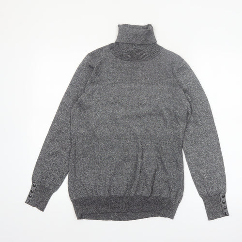 Carolyn Taylor Women's Grey Roll Neck Knit Jumper Size M