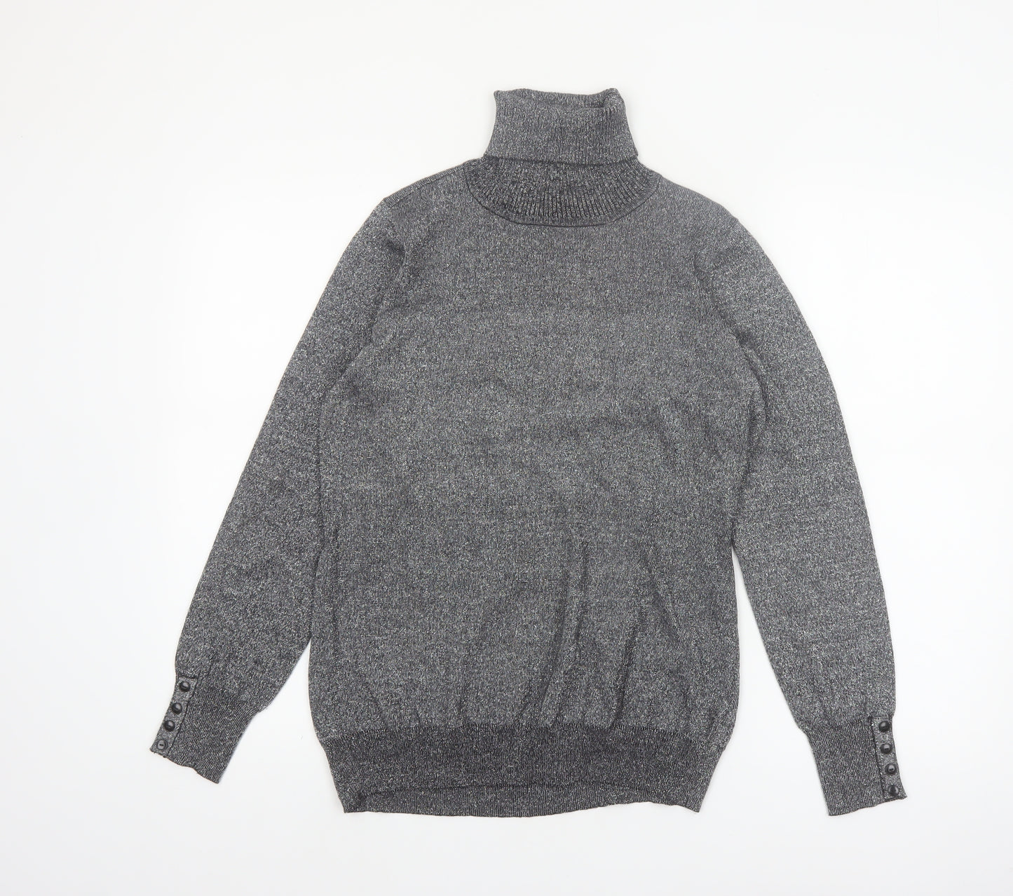 Carolyn Taylor Women's Grey Roll Neck Knit Jumper Size M
