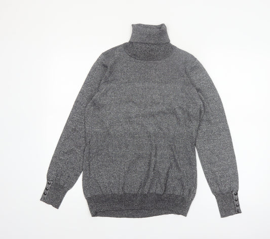 Carolyn Taylor Women's Grey Roll Neck Knit Jumper Size M