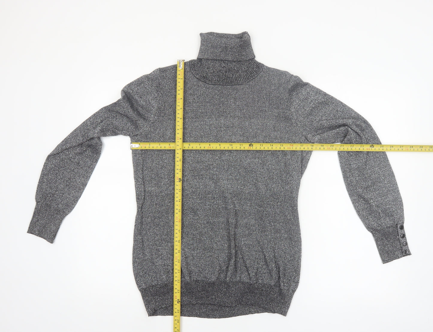 Carolyn Taylor Women's Grey Roll Neck Knit Jumper Size M