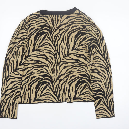 Jones New York Women's Beige Animal Print V-Neck Cardigan L