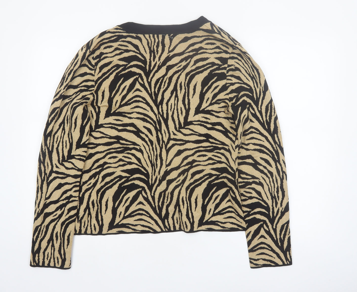 Jones New York Women's Beige Animal Print V-Neck Cardigan L