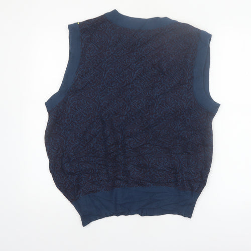 Cambridge Classics Men's Blue Wool Blend Knit V-Neck Button Vest M