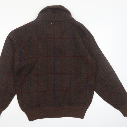 Eddie Bauer Men's Brown Wool Check Pullover Jumper L