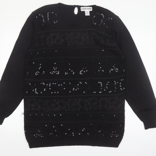 Alfred Dunner Women's Black Sequin Wool Blend Pullover Jumper L