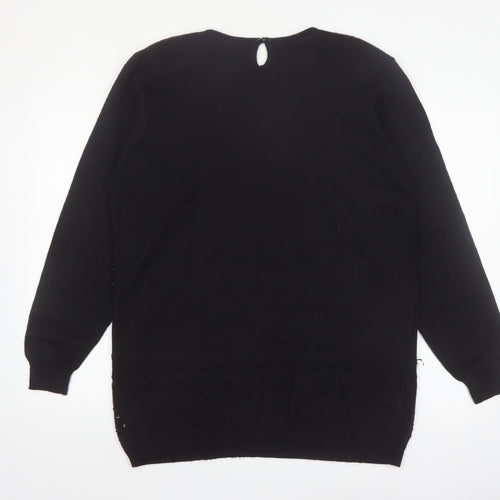 Alfred Dunner Women's Black Sequin Wool Blend Pullover Jumper L