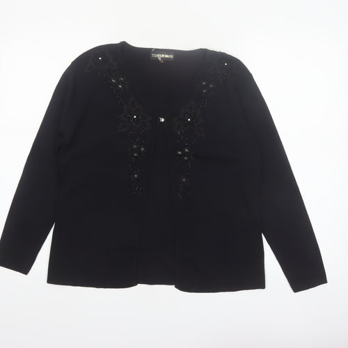 Todays Designer Womens Black M Viscose Knit Embellished Cardigan