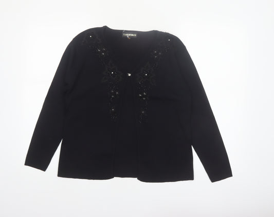 Todays Designer Womens Black M Viscose Knit Embellished Cardigan
