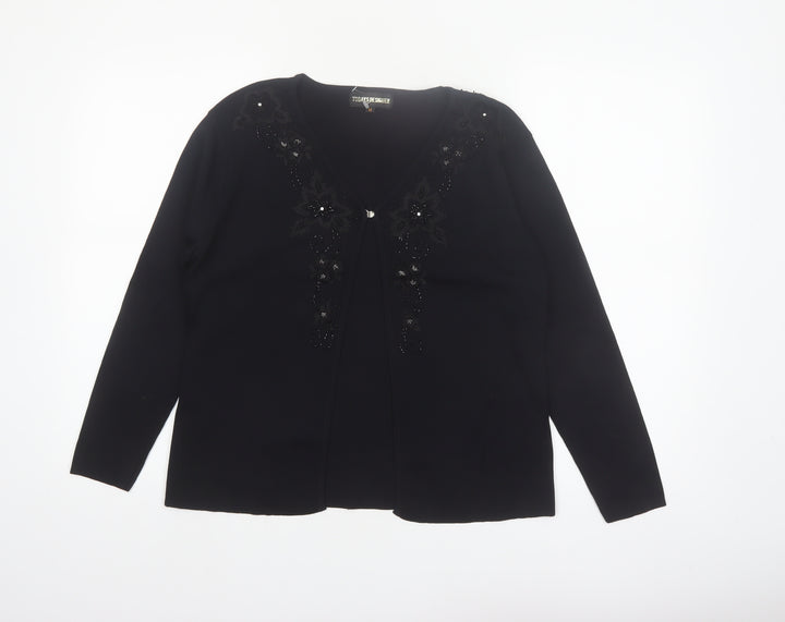 Todays Designer Womens Black M Viscose Knit Embellished Cardigan