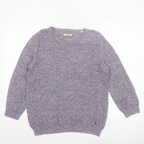 Jack Wills Womens Purple Cotton Knit Crew Neck Jumper UK 14