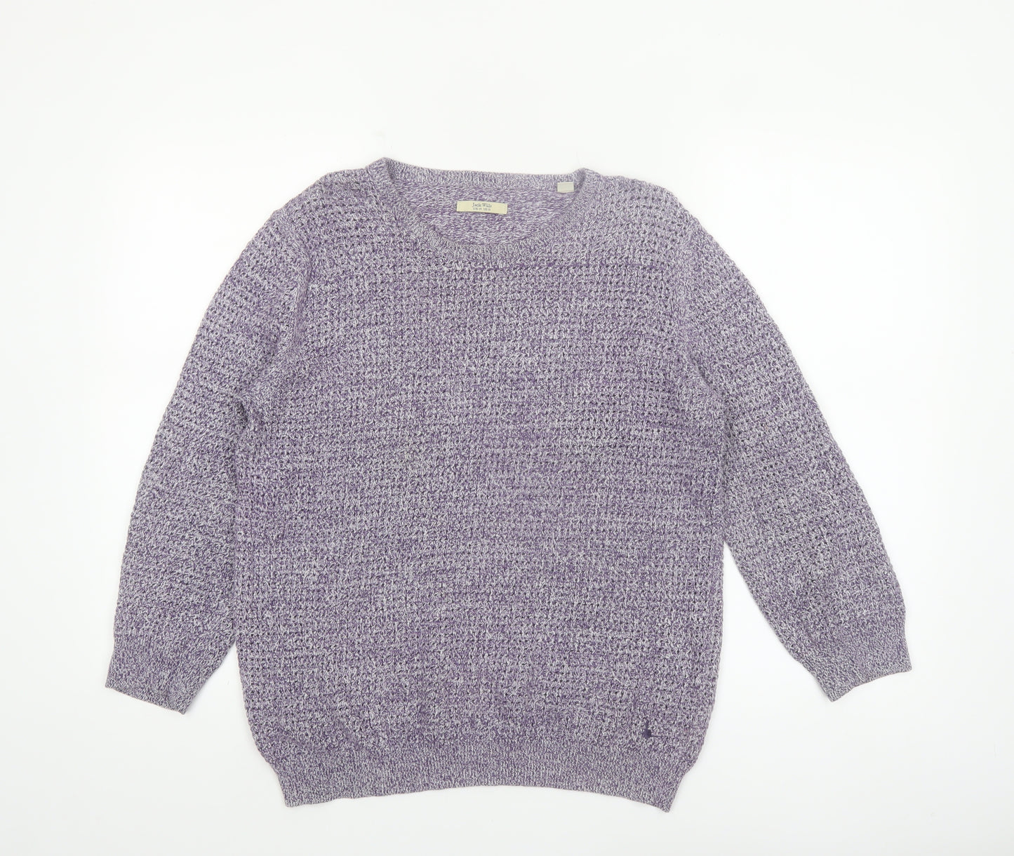Jack Wills Womens Purple Cotton Knit Crew Neck Jumper UK 14