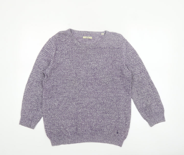 Jack Wills Womens Purple Cotton Knit Crew Neck Jumper UK 14