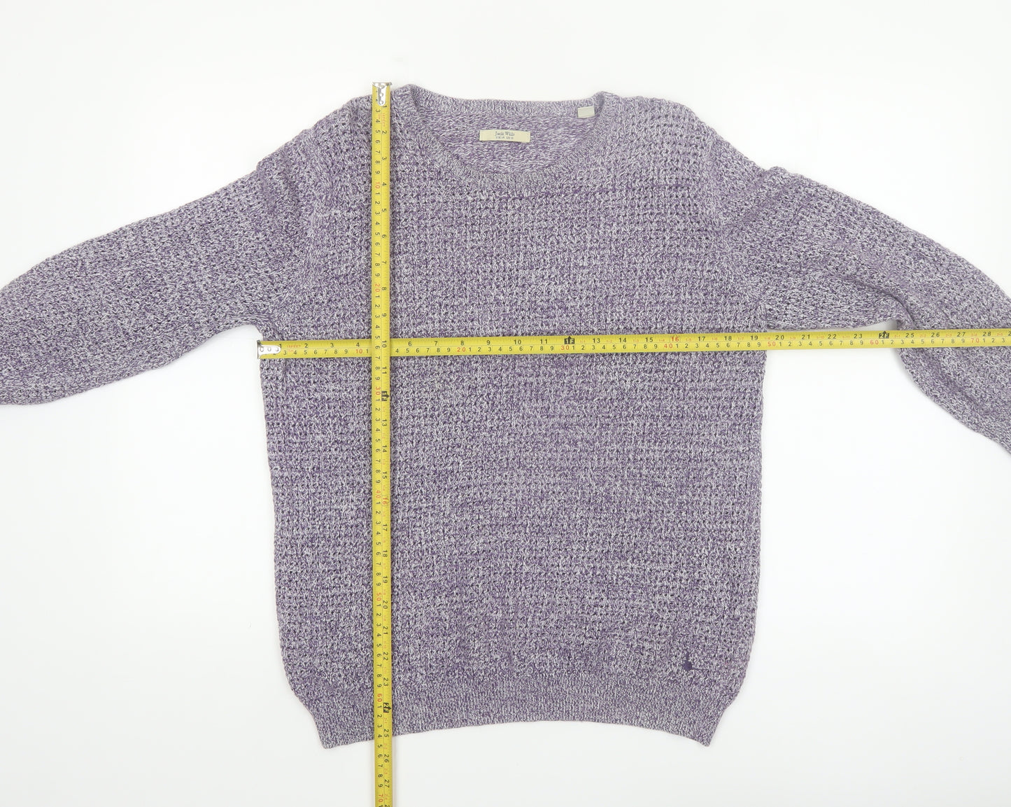 Jack Wills Womens Purple Cotton Knit Crew Neck Jumper UK 14