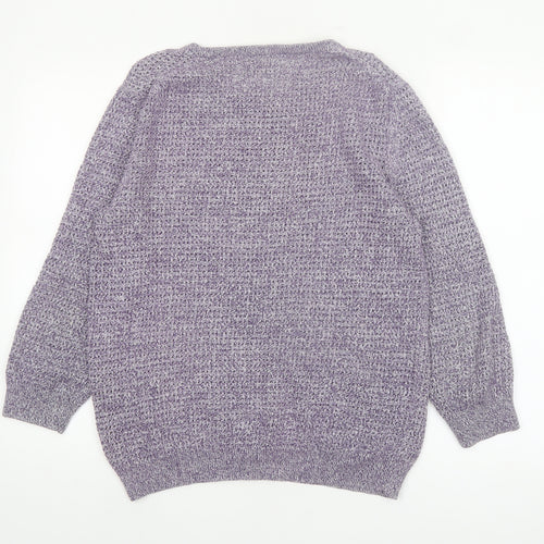 Jack Wills Womens Purple Cotton Knit Crew Neck Jumper UK 14