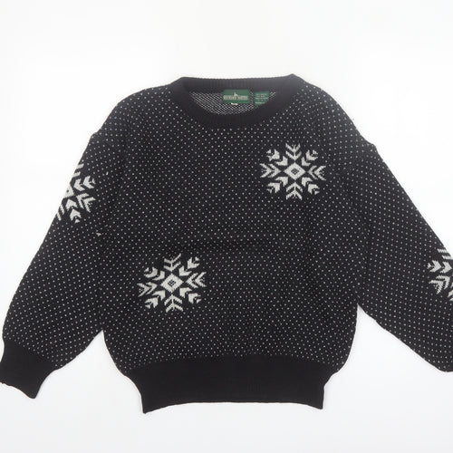 Boundary Waters Womens Black Fair Isle Wool Blend Jumper Size S
