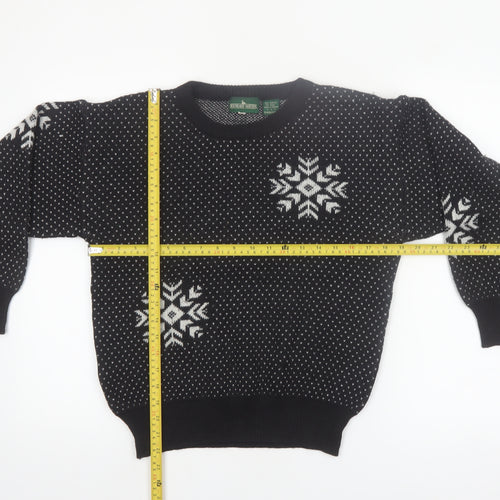 Boundary Waters Womens Black Fair Isle Wool Blend Jumper Size S