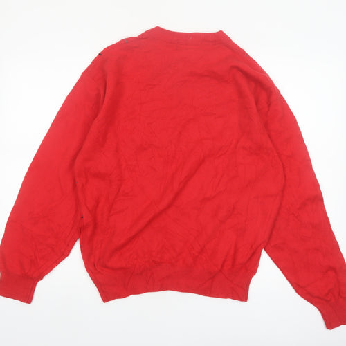 Romina Limited Edition Men's Red Check Pattern Cable Knit Jumper M