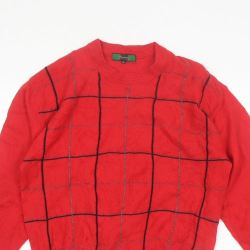 Romina Limited Edition Men's Red Check Pattern Cable Knit Jumper M