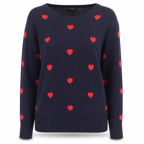 Gap Women's Blue Heart Print Cotton Pullover Jumper Size M