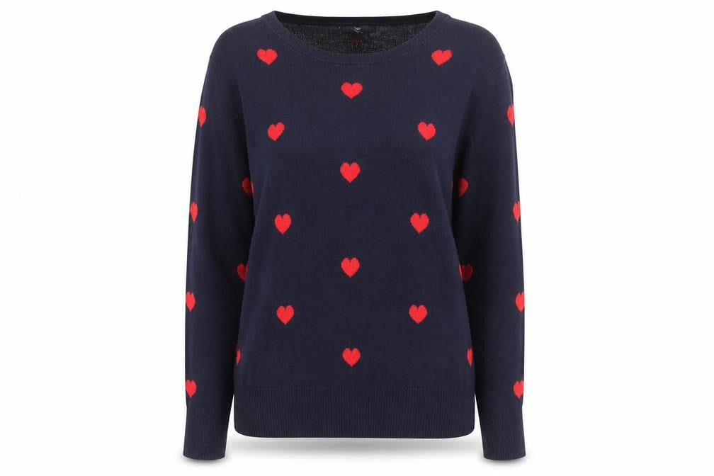 Gap Women's Blue Heart Print Cotton Pullover Jumper Size M