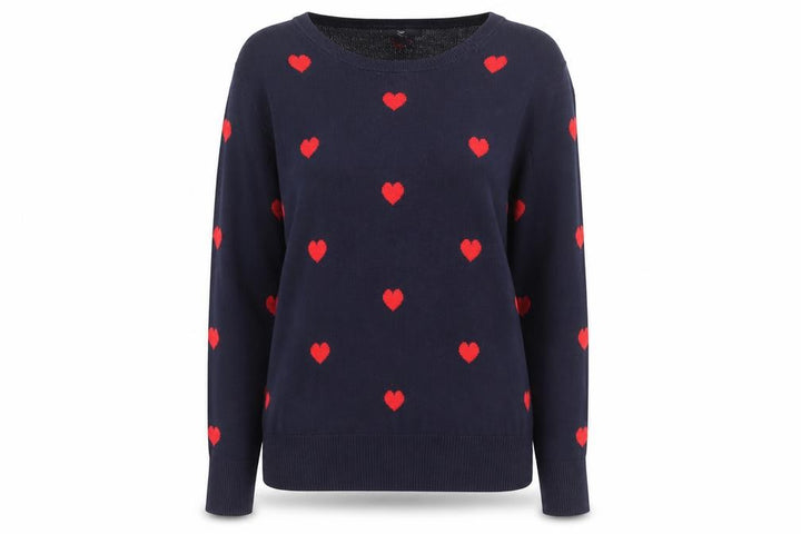Gap Women's Blue Heart Print Cotton Pullover Jumper Size M