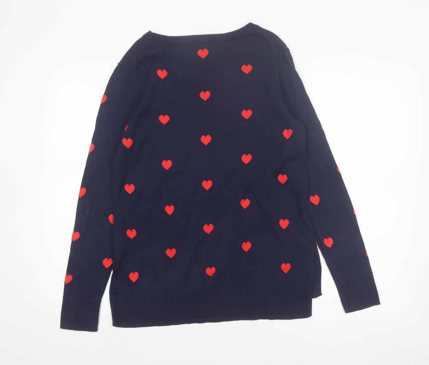 Gap Women's Blue Heart Print Cotton Pullover Jumper Size M