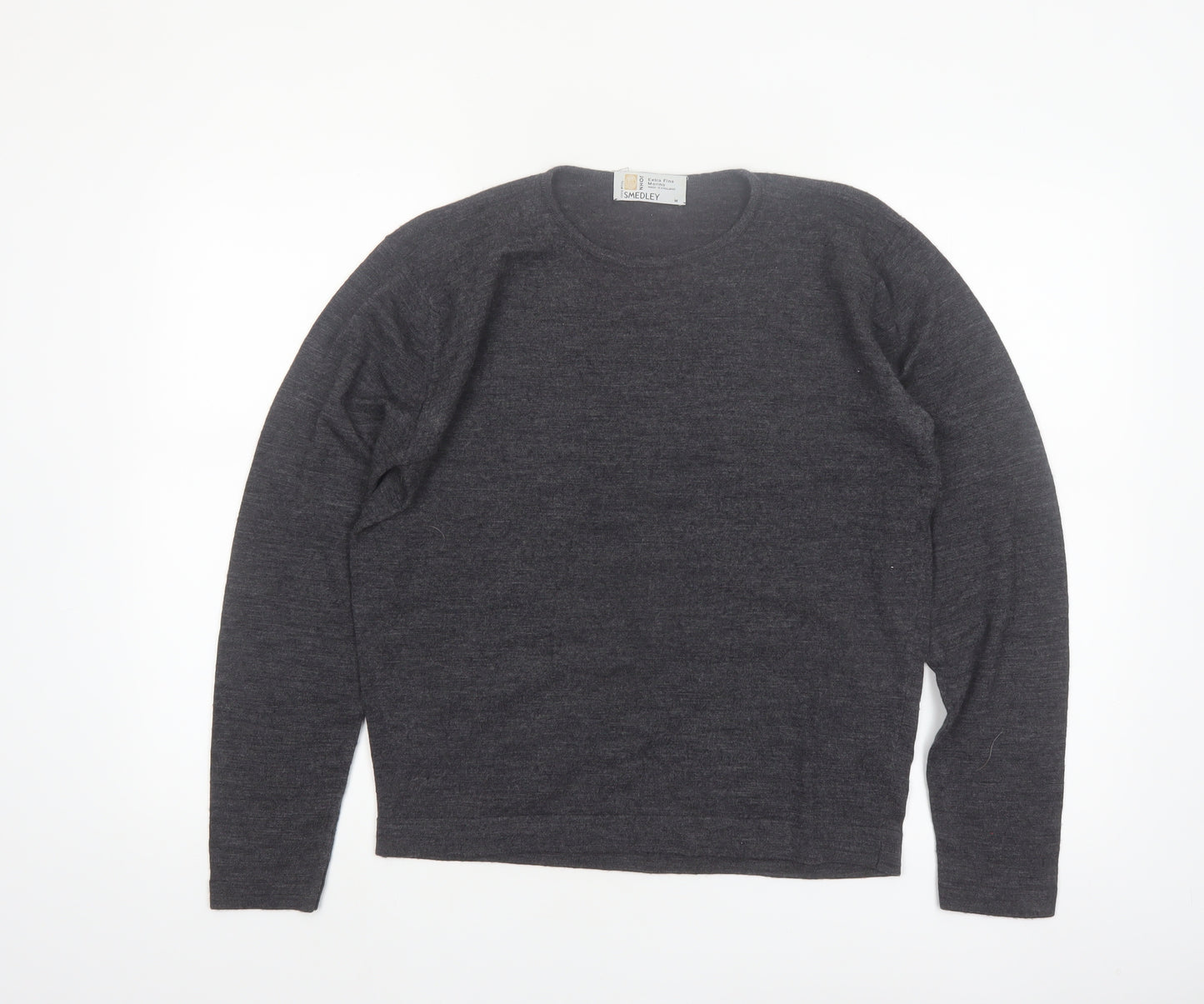 John Smedley Women's Grey Merino Wool Crew Neck Pullover Jumper M